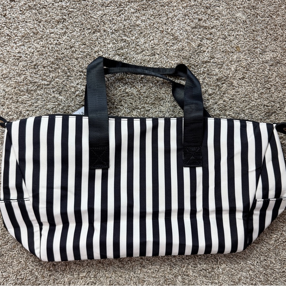 Alice + Olivia Black and White Vertical Stripe Tote - Picture 3 of 11